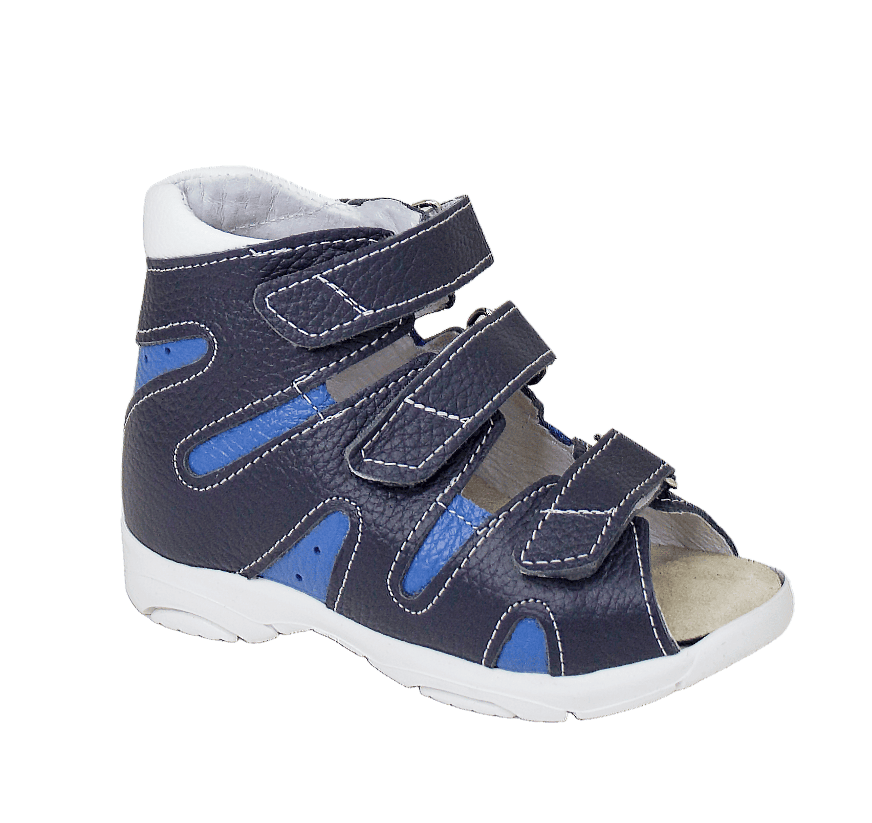 Сандалии ортопедические с открытым носом Орфея Б2-166-224-221-1 кожаные тёмно-синие фото 1