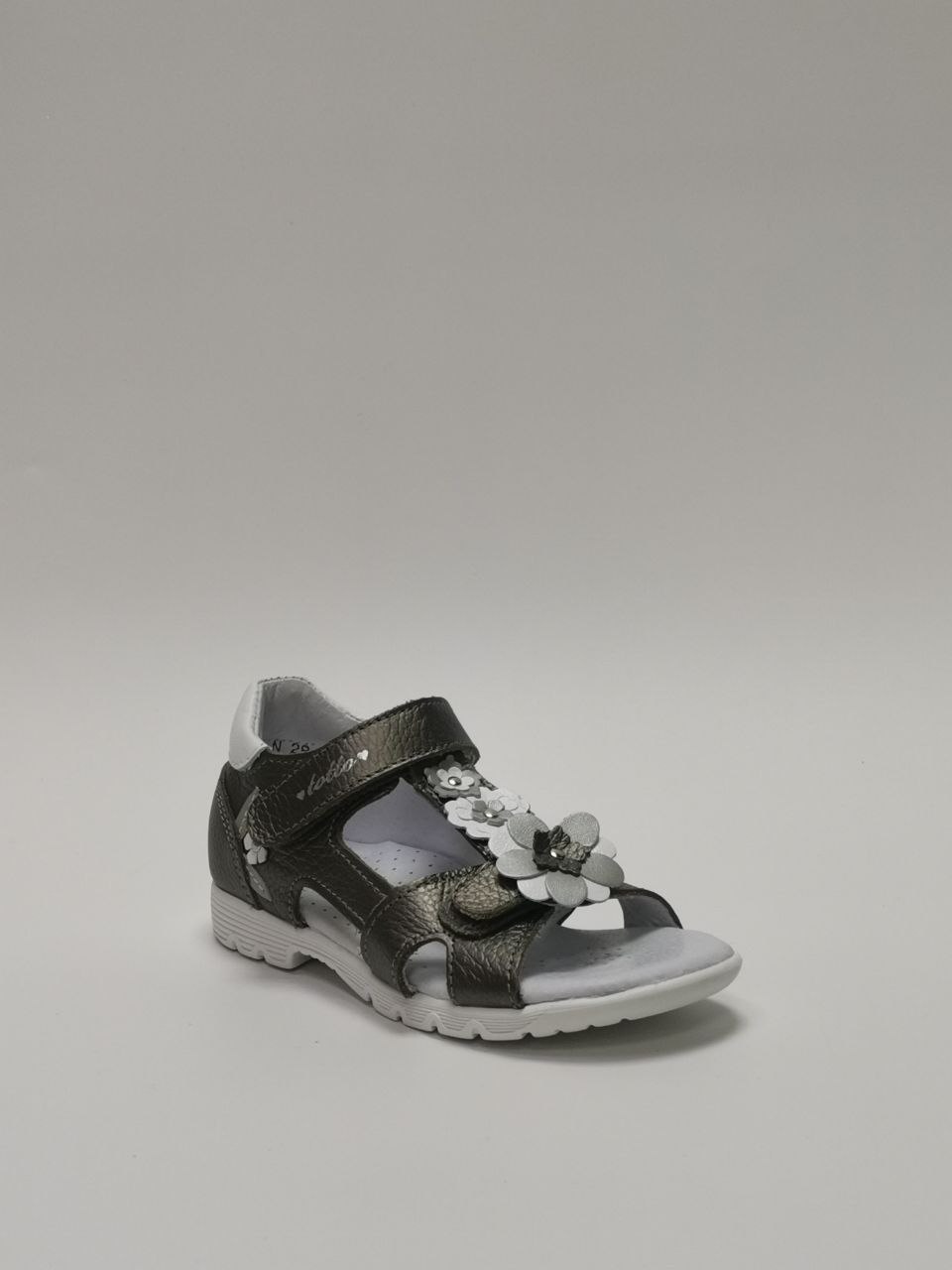 Босоножки  детские с открытым носом, бронза/белый 1131-КП-555,29 фото 2